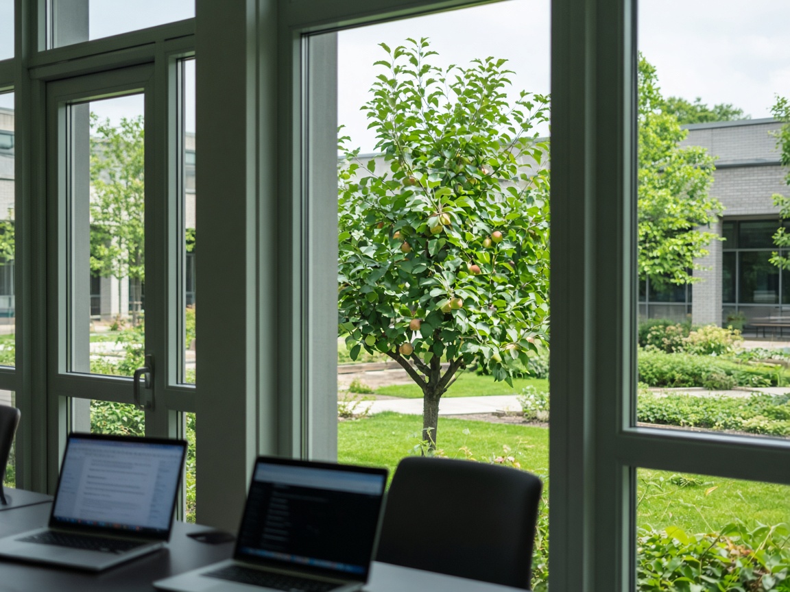 Giardino visto dall’aula con i computer